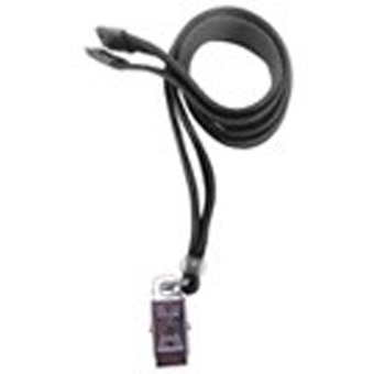 BRADY PEOPLE ID, STANDARD LANYARD, 3/8 INCH FLAT BLACK WITH BREAKAWAY AND U-CLIP, MIN ORDER QTY 100
